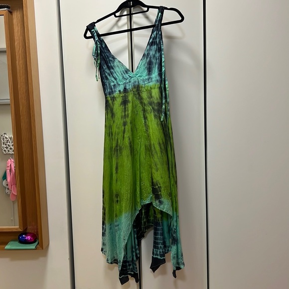 Beulah Dresses | Beulah Tie Dye Green Beach Cover Up or Dress Sz Small 100% Silk | Color: Green | Size: S | Julieg0426'S Closet